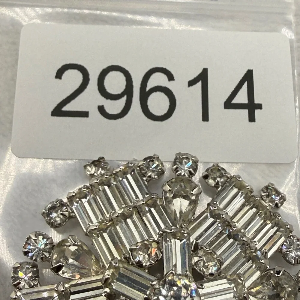 Vintage Kramer NY Brooch Snowflake Clear Rhinestone Baguette Pear Statement